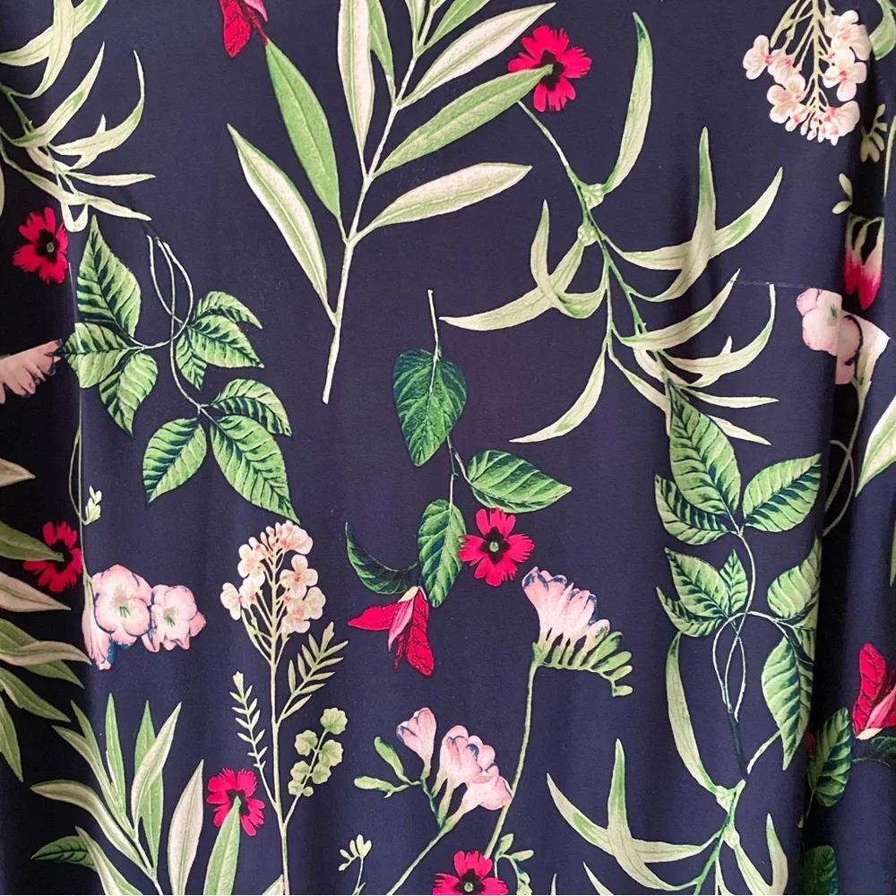 Tommy Hilfiger Floral Bell Sleeve Sky Captain Fern Blue Green Dress Size 16 - Picture 7 of 16